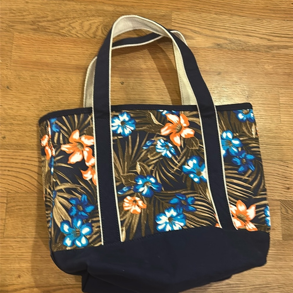 Lands End Canvas Floral Tote Bag